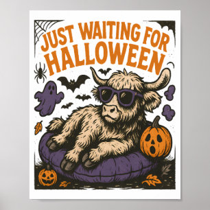 Póster Esperando por Halloween Highland Cow