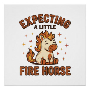 Póster Esperando un pequeño caballo de fuego camiseta vin