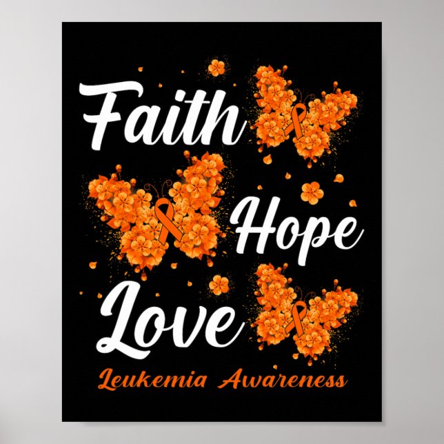 Póster Esperanza Amor Leucemia Conciencia Mariposa (Frente)