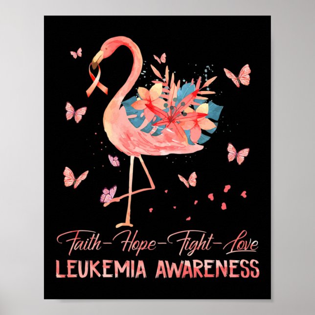 Póster Esperanza Amor Pink Flamingo Leucemia materna Conc (Frente)