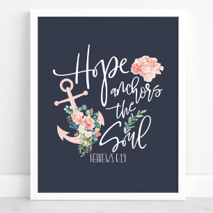 Póster Esperanza Ancla El Alma Floral Religioso