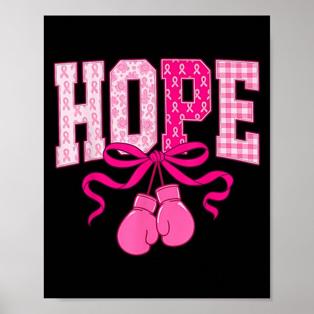 Póster Esperanza Cinta rosa Guantes de Boxeo Cáncer de Ma (Frente)