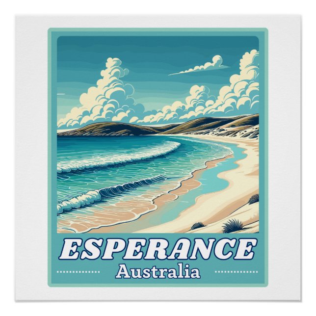 Póster Esperanza en Australia Occidental Retro Skyline (Anverso)