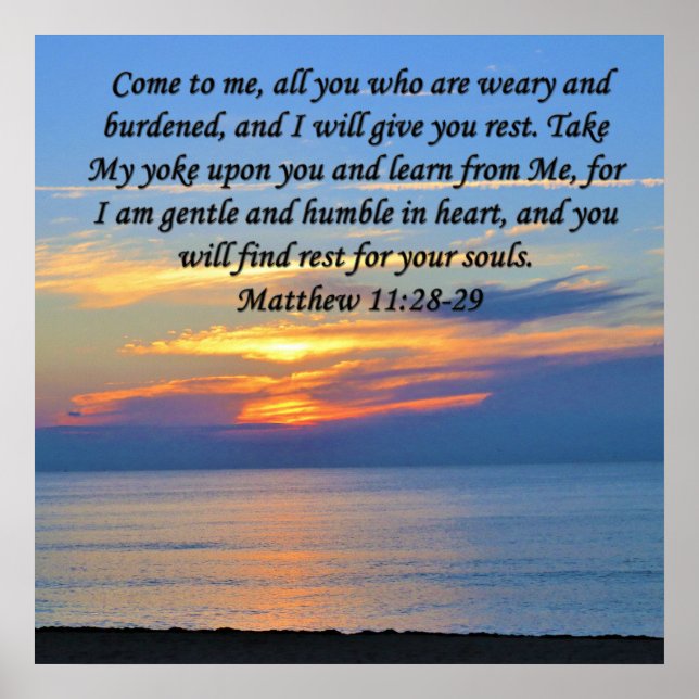 PÓSTER ESPERANZA LLENADA ,MATTHEW 11:28 DISEÑO DE FOTOS D (Frente)