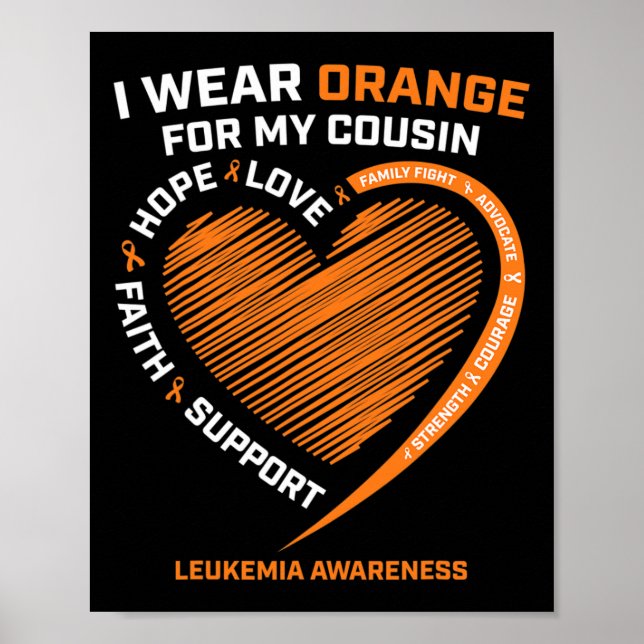 Póster Espero Llevar Un Naranja Para Mi Primo Leukemia Aw (Frente)