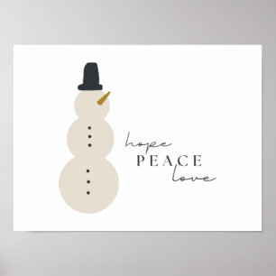Póster espero que la paz ame. Navidades Snowman imprimió