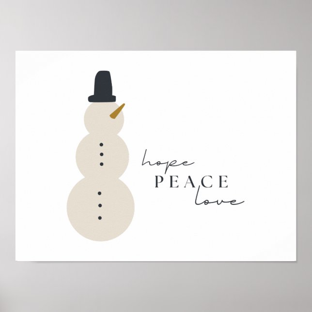 Póster espero que la paz ame. Navidades Snowman imprimió  (Frente)
