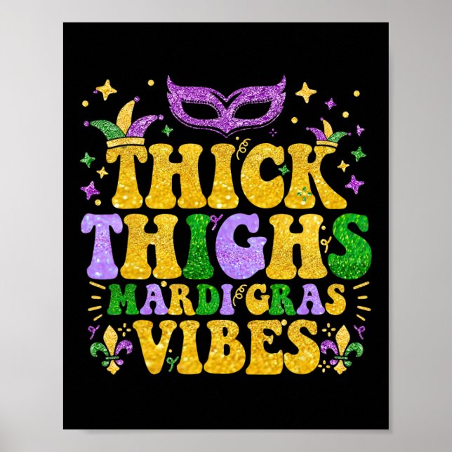 Póster Espesos Mardi Gras Vibes Fleur De Lis Mardi G (Frente)