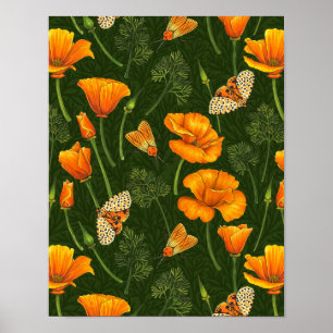 Póster Espías y polillas de California en verde oscuro