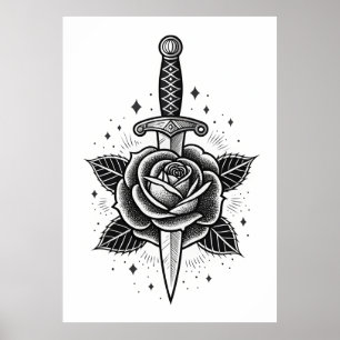 Póster Espino Eterno: Rosa clásico de la daga