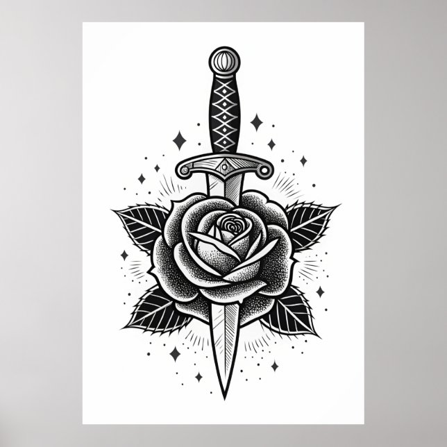 Póster Espino Eterno: Rosa clásico de la daga (Frente)