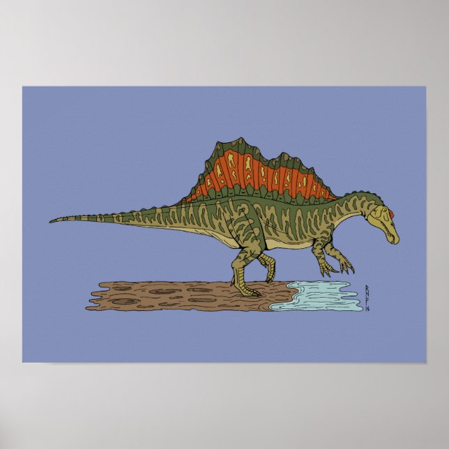 Póster Espinosaurio de Dinosaurio Cretácico (Frente)