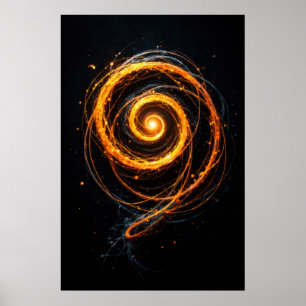 Póster Espiral abstracta de energía de luz sobre negro