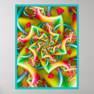 Póster Espiral amarilla con corazones rojos
