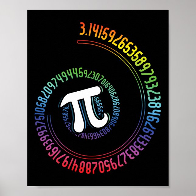 Póster Espiral Arcoiris Nerd Math Geek Matematicista Pi D (Frente)