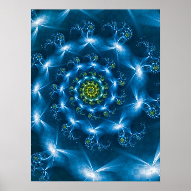 Póster Espiral azul de cuadros (Frente)