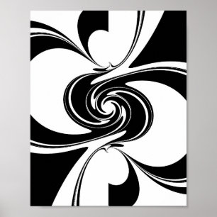 Póster Espiral blanco y negro