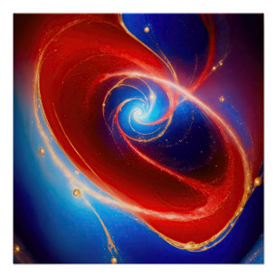 Póster Espiral cósmica roja y azul