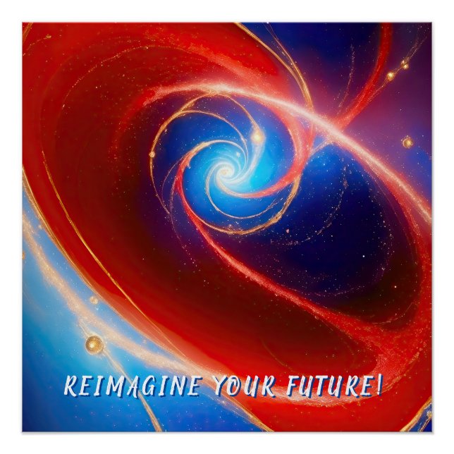 Póster Espiral cósmica roja y azul (Anverso)