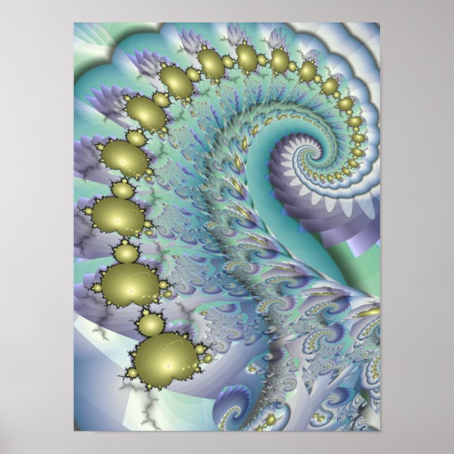 Póster Espiral de Mandelbrot dorada (Frente)