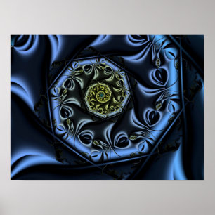 Póster Espiral del corazón azul