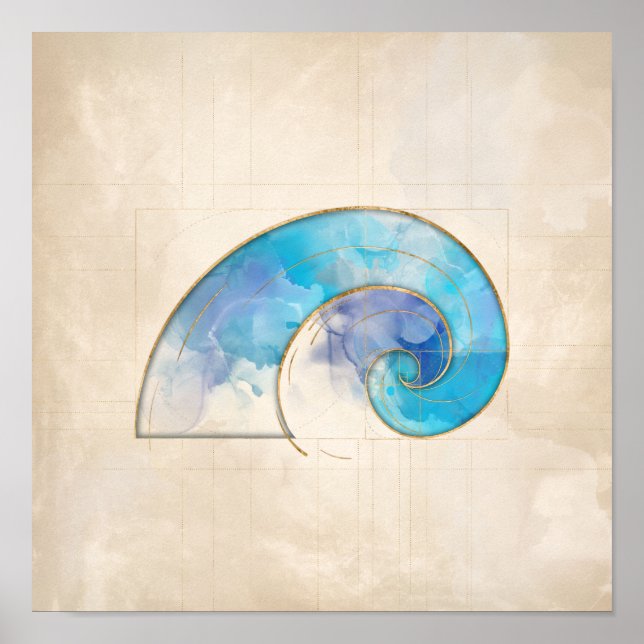 Póster Espiral dorada - acuarela (Frente)