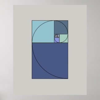 Póster Espiral dorada, espiral fibonacci, relación dorada