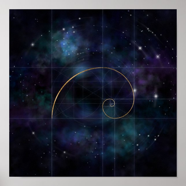 Póster Espiral dorada - Geometría sagrada (Frente)