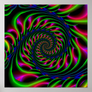 Póster Espiral esquelética en verde azul y rosa