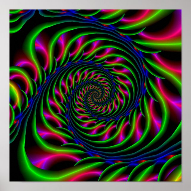 Póster Espiral esquelética en verde azul y rosa (Frente)