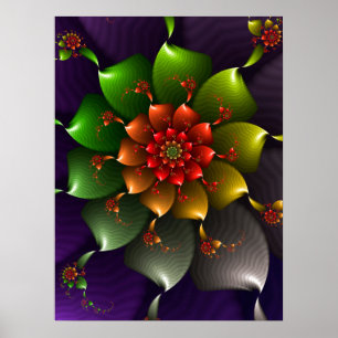 Póster Espiral floral verde