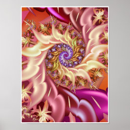 Póster Espiral fractal de infinito rosa