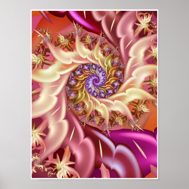 Póster Espiral fractal de infinito rosa (Frente)