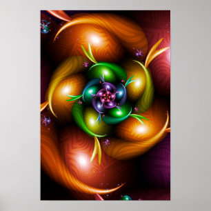 Póster Espiral Fractal de Otoño