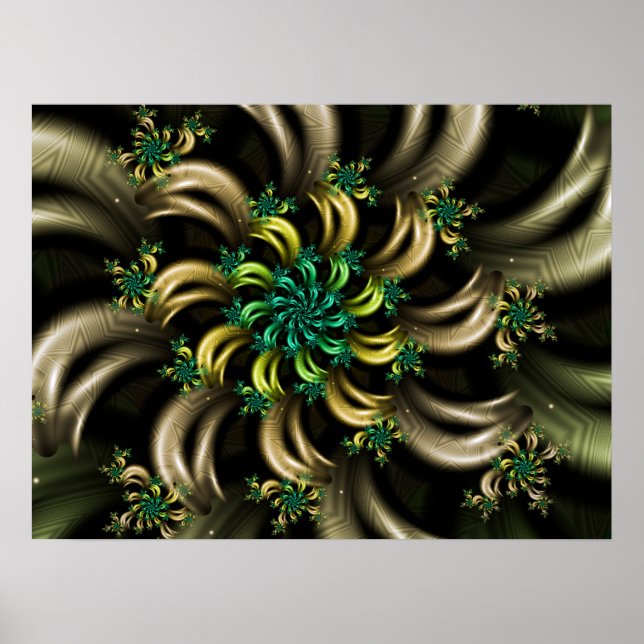 Póster Espiral fractal rayada (Frente)