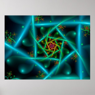 Póster Espiral geométrica azul verde