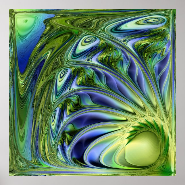 Póster Espiral marina amarilla y verde (Frente)