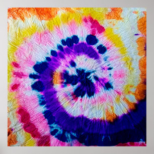 Póster Espiral psicodélica. Tejido multicolor. Hip