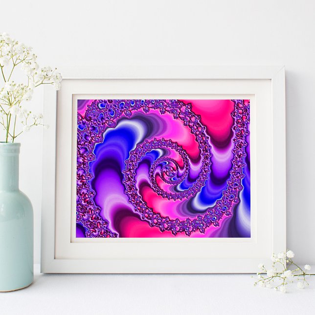 Póster Espiral Púrpura (Hot Pink and Purple Fractal Art Spiral Poster)