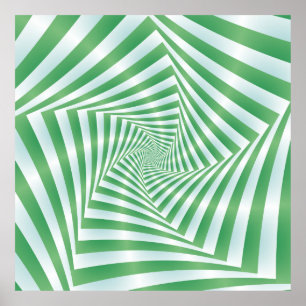 Póster Espiral rayada en verde y azul pálido
