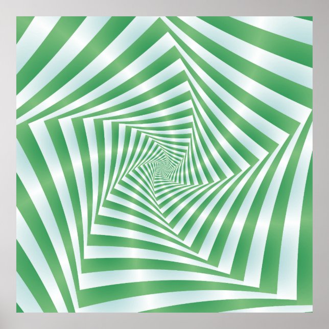 Póster Espiral rayada en verde y azul pálido (Frente)