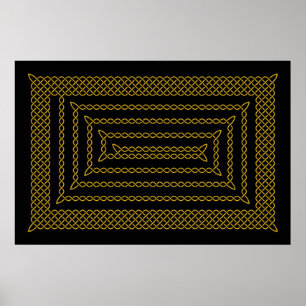 Póster Espiral Rectangular Celta De Oro Y Negro