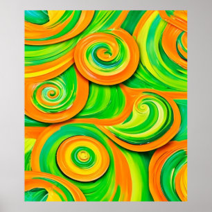 Póster Espiral Verde y Naranja