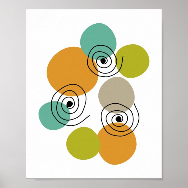 Póster Espirales A Mediados Del Siglo Moderno Geométrico  (Frente)