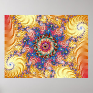 Póster Espirales amarillas coloridas Mandelbrot
