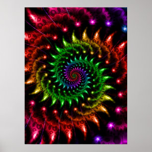 Póster Espirales de arcoíris giratorio