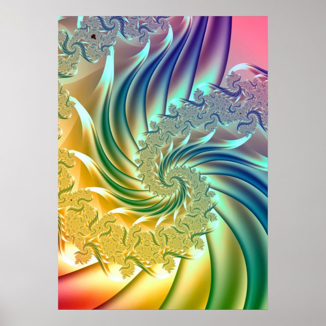 Póster Espirales de arcoíris pastel (Frente)
