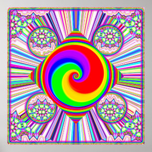 Póster Espirales de diamantes arcoíris