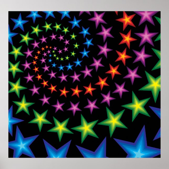 Póster espirales de estrellas vívidas (Frente)