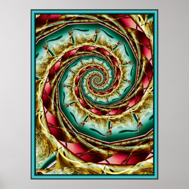 Póster Espirales de oropel dorado (Frente)